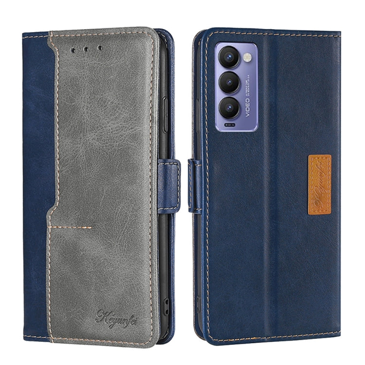 For Tecno Camon 18 / 18P Contrast Color Side Buckle Leather Phone Case
