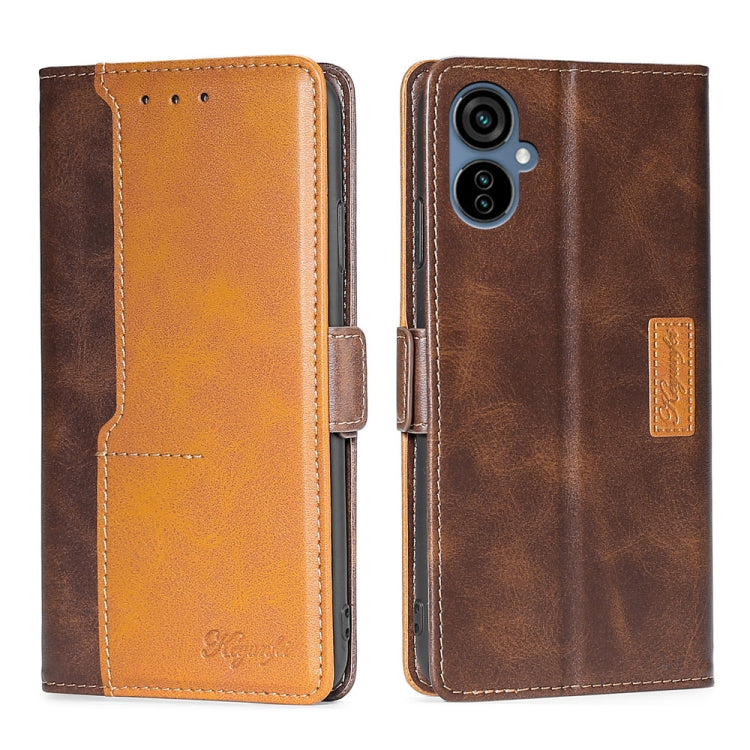 For Tecno Camon 19 Neo Contrast Color Side Buckle Leather Phone Case