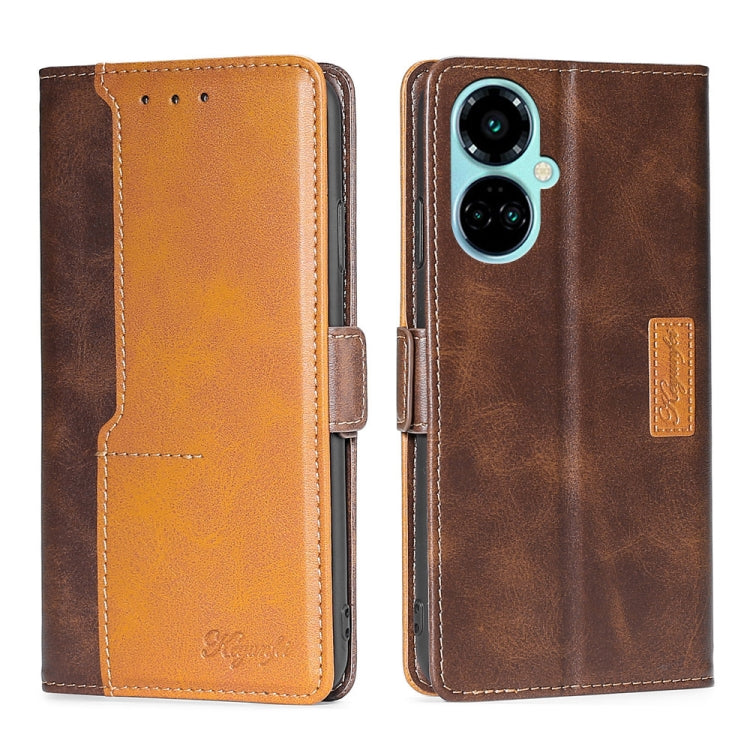 For Tecno Camon 19 / 19 Pro Contrast Color Side Buckle Leather Phone Case