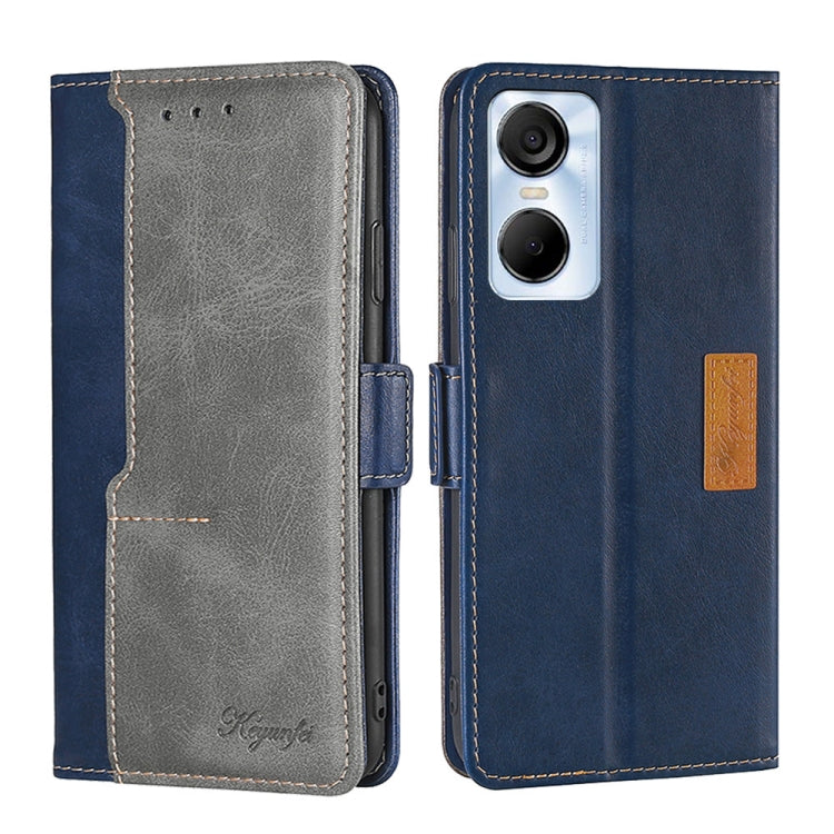 For Tecno Pop 6 Pro Contrast Color Side Buckle Leather Phone Case