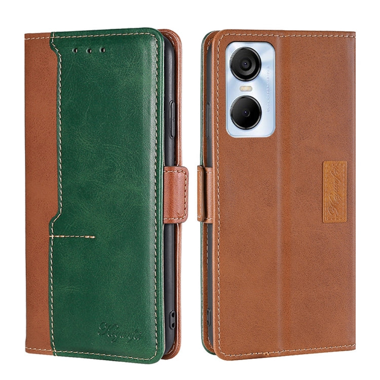 For Tecno Pop 6 Pro Contrast Color Side Buckle Leather Phone Case