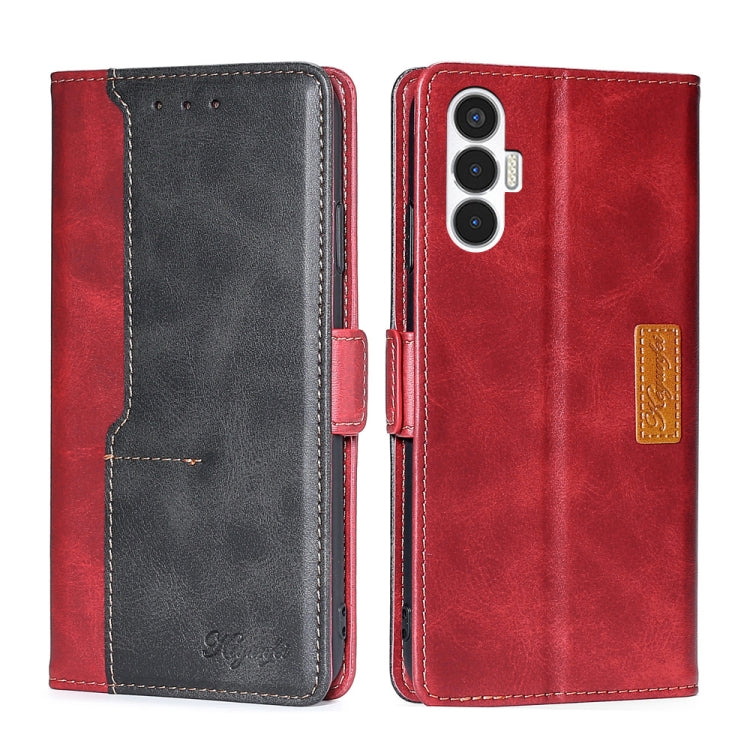 For Tecno Pova 3 Contrast Color Side Buckle Leather Phone Case