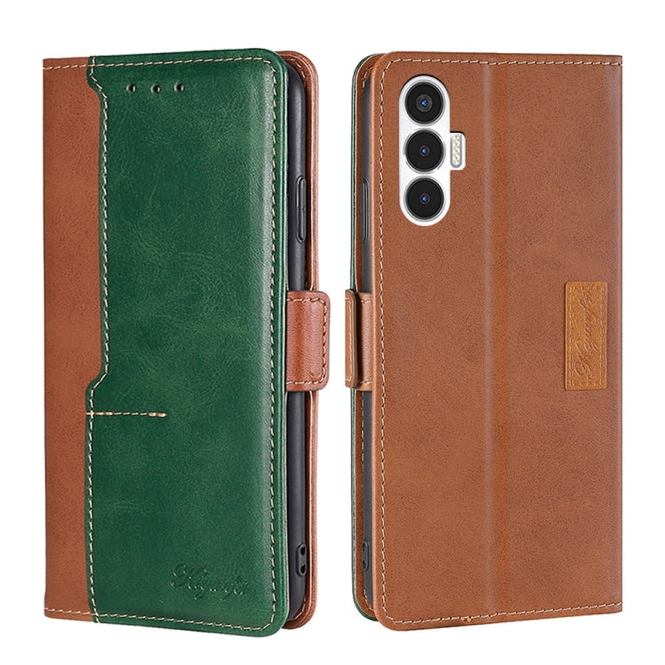 For Tecno Pova 3 Contrast Color Side Buckle Leather Phone Case