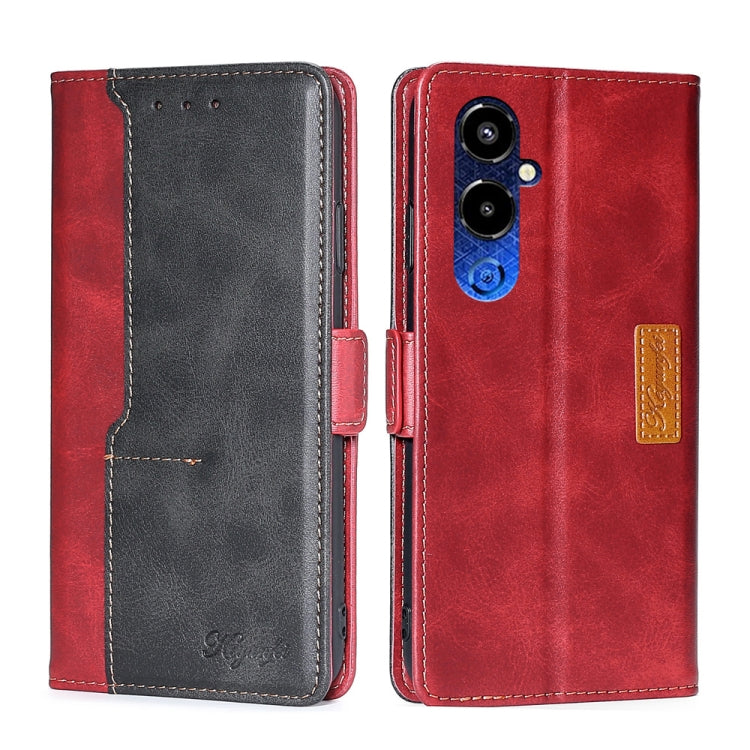 For Tecno Pova 4 Pro Contrast Color Side Buckle Leather Phone Case