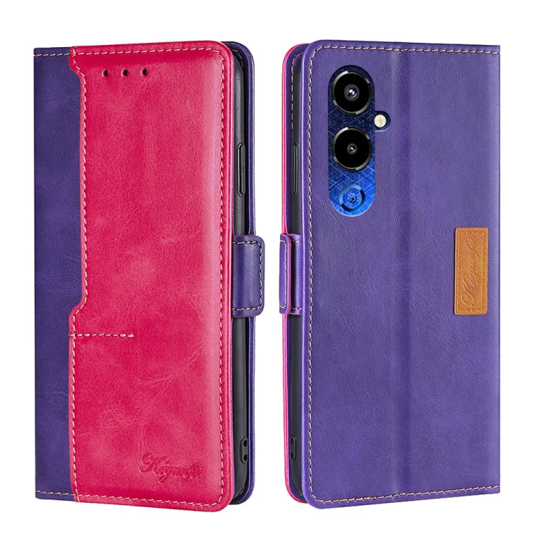 For Tecno Pova 4 Pro Contrast Color Side Buckle Leather Phone Case