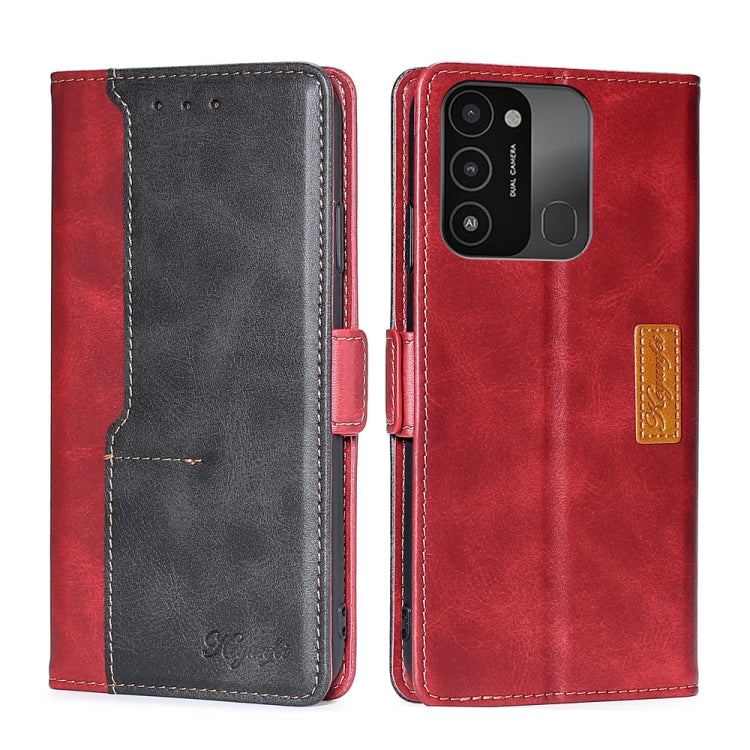 For Tecno Spark 8C Contrast Color Side Buckle Leather Phone Case