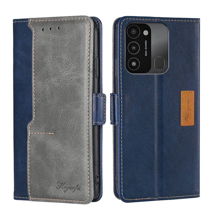 For Tecno Spark 8C Contrast Color Side Buckle Leather Phone Case