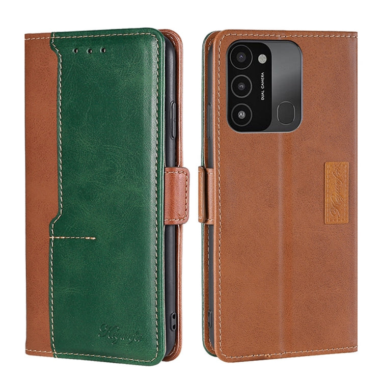 For Tecno Spark 8C Contrast Color Side Buckle Leather Phone Case