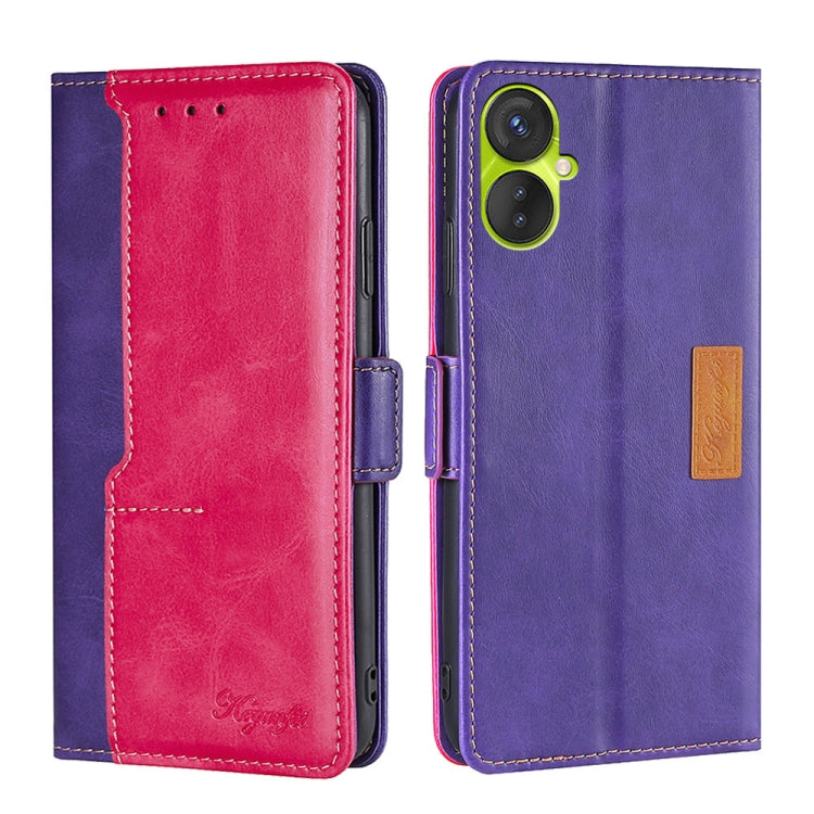 For Tecno Spark 9 Pro Contrast Color Side Buckle Leather Phone Case