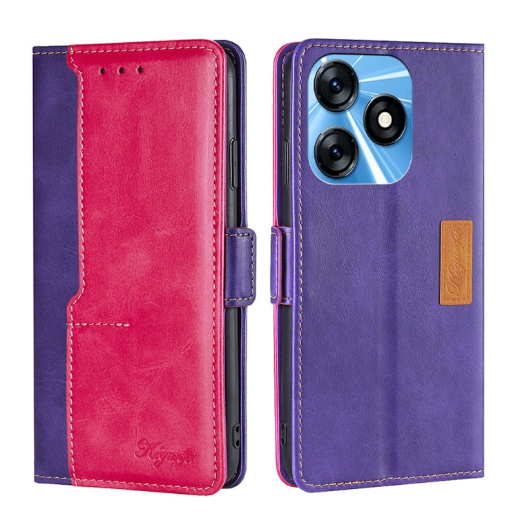 For Tecno Spark 10 4G Contrast Color Side Buckle Leather Phone Case