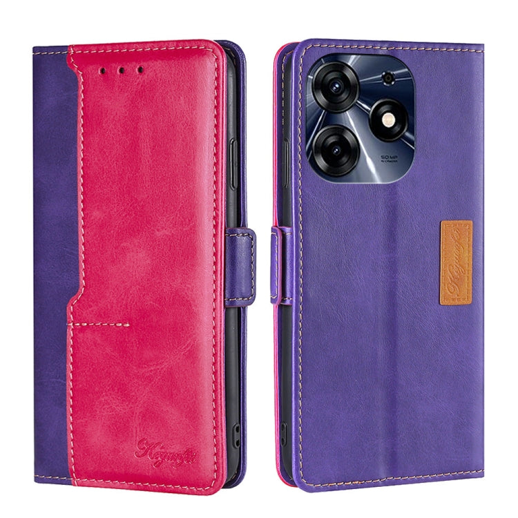 For Tecno Spark 10 Pro Contrast Color Side Buckle Leather Phone Case