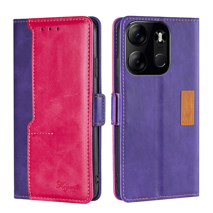 For Tecno Spark Go 2023 Contrast Color Side Buckle Leather Phone Case