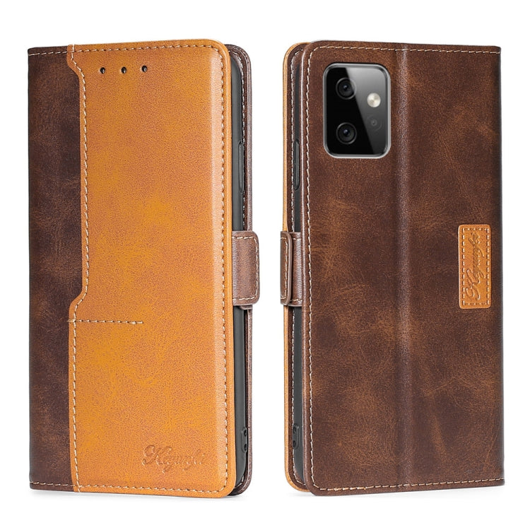 For Motorola Moto G Power 2023 Contrast Color Side Buckle Leather Phone Case