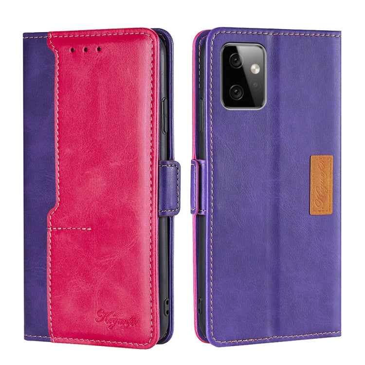 For Motorola Moto G Power 2023 Contrast Color Side Buckle Leather Phone Case