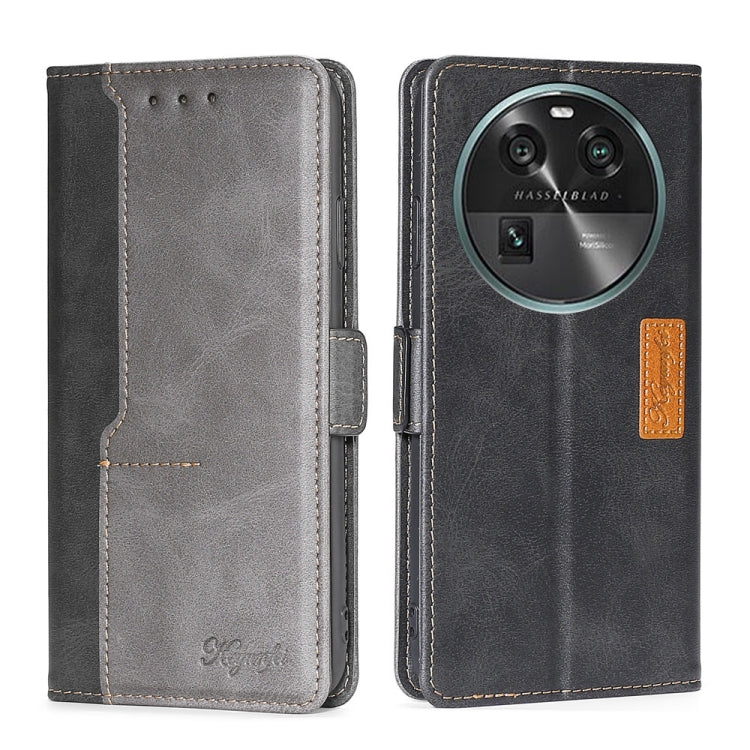 For OPPO Find X6 5G Contrast Color Side Buckle Leather Phone Case