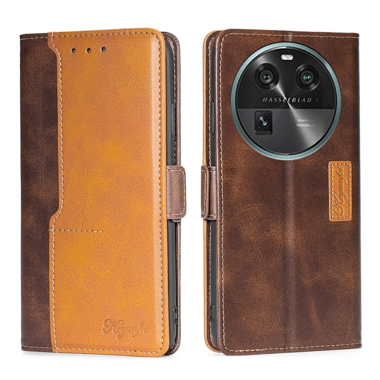 For OPPO Find X6 5G Contrast Color Side Buckle Leather Phone Case