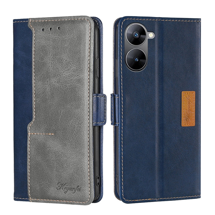 For Realme V30 5G / V30T Contrast Color Side Buckle Leather Phone Case