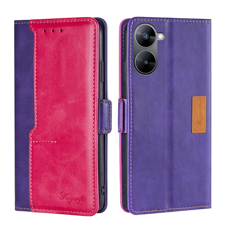 For Realme V30 5G / V30T Contrast Color Side Buckle Leather Phone Case