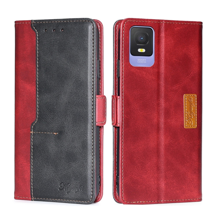 For TCL 403 Contrast Color Side Buckle Leather Phone Case