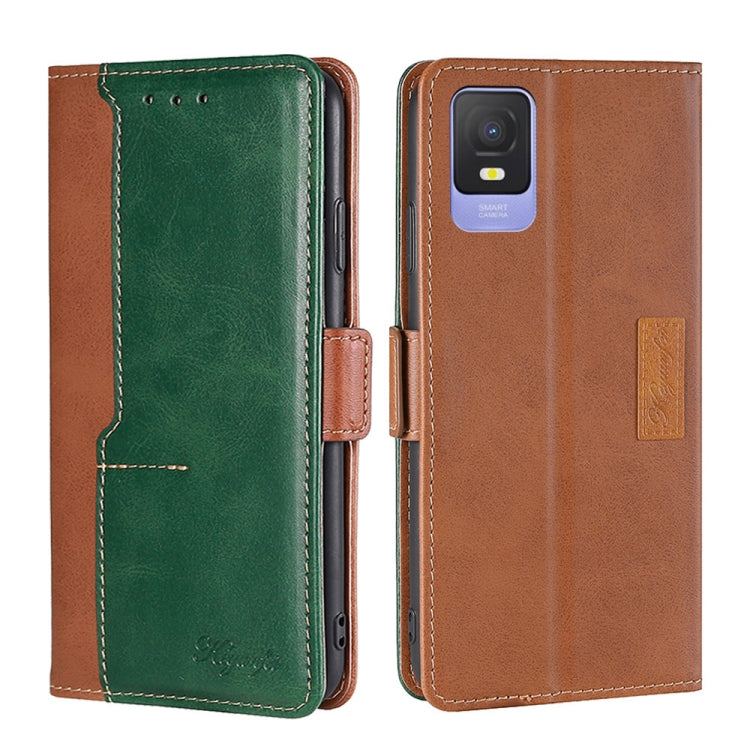 For TCL 403 Contrast Color Side Buckle Leather Phone Case