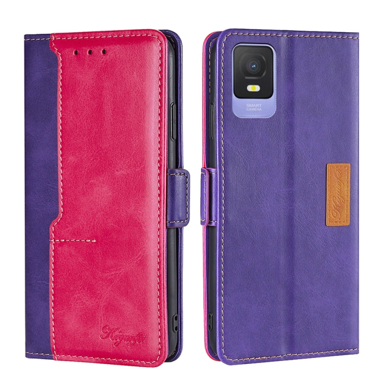 For TCL 403 Contrast Color Side Buckle Leather Phone Case