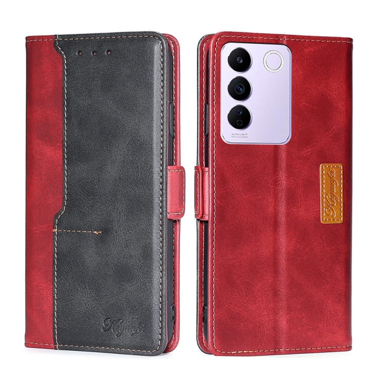 For vivo S16e Contrast Color Side Buckle Leather Phone Case