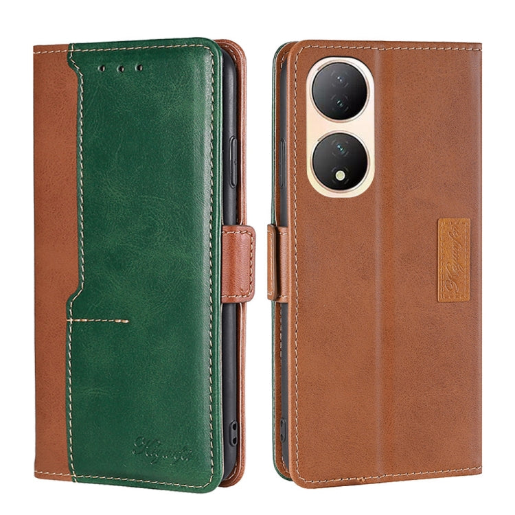 For vivo Y100 5G Contrast Color Side Buckle Leather Phone Case