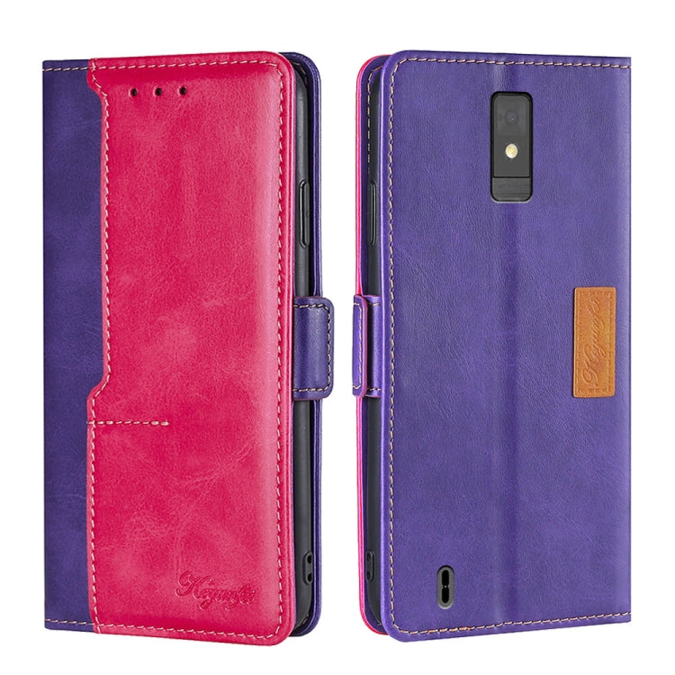 For ZTE Blade A32 Contrast Color Side Buckle Leather Phone Case