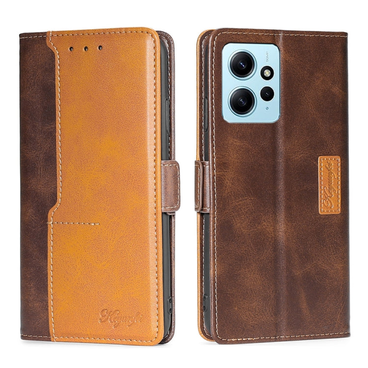 For Xiaomi Redmi Note 12 4G Global Contrast Color Side Buckle Leather Phone Case