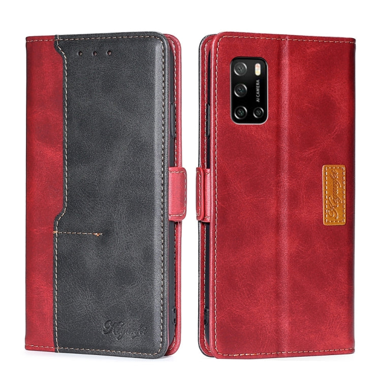 For Rakuten Big S Contrast Color Side Buckle Leather Phone Case