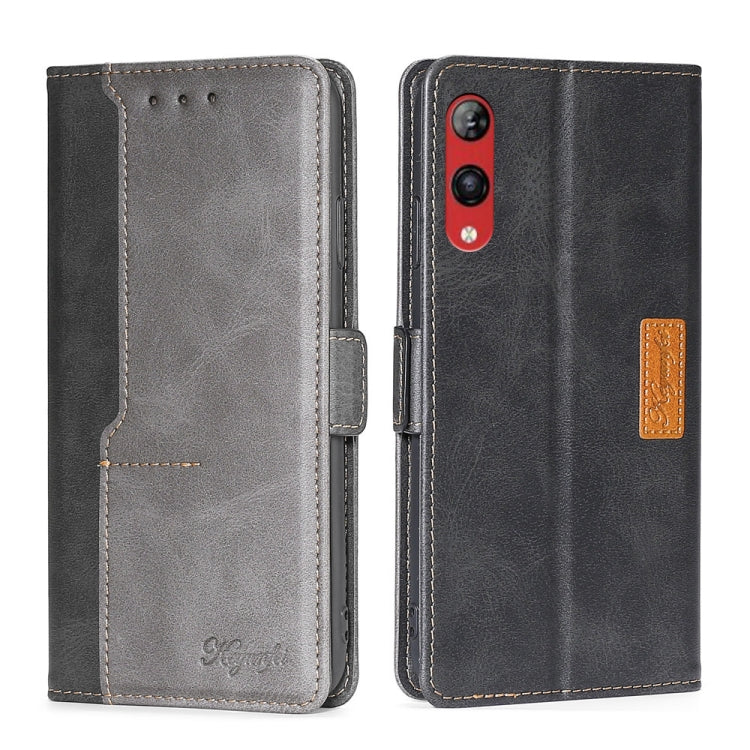 For Rakuten Hand 4G Contrast Color Side Buckle Leather Phone Case