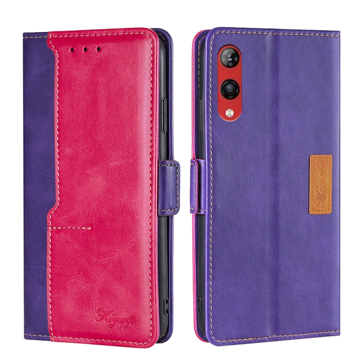 For Rakuten Hand 4G Contrast Color Side Buckle Leather Phone Case