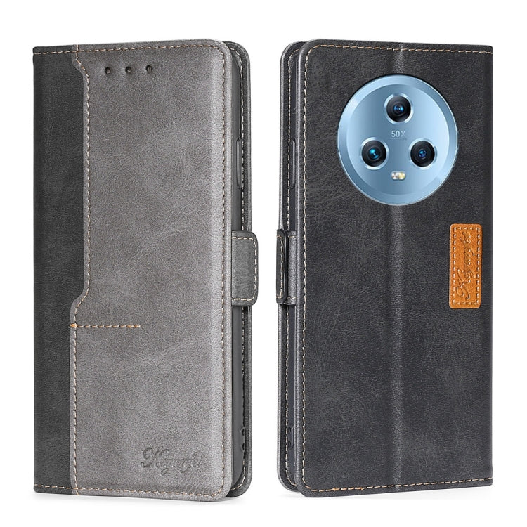 For Honor Magic5 Contrast Color Side Buckle Leather Phone Case