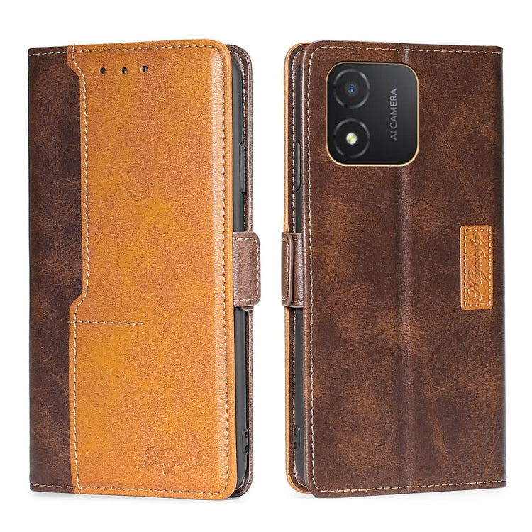 For Honor X5 4G Contrast Color Side Buckle Leather Phone Case