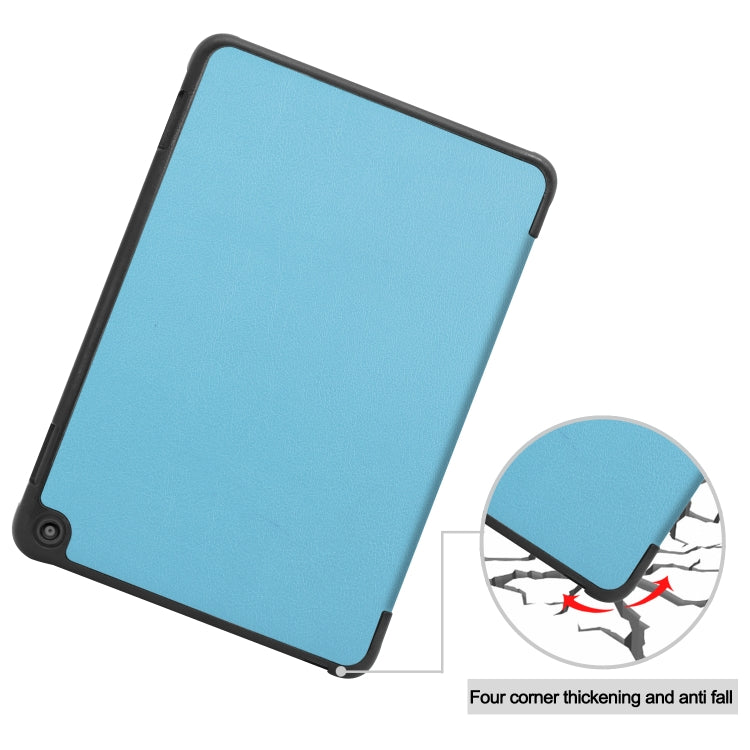 For Kindle Fire HD 8 (2020) Custer Pattern Pure Color Horizontal Flip Leather Case with Three-folding Holder & Wake-up / Sleep Function