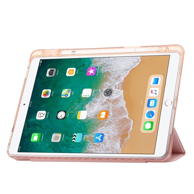 Clear Acrylic 3-Fold Leather Tablet Case For iPad 10.2 2019 / 10.2 2020 / 10.2 2021 / Pro 10.5 2017 / Air 10.5 2019