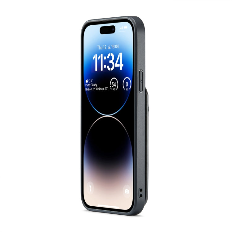 For iPhone 14 Pro Max Fierre Shann Crazy Horse Card Holder Back Cover PU Phone Case