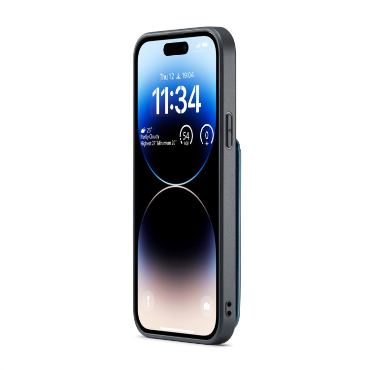 For iPhone 14 Pro Max Fierre Shann Crazy Horse Card Holder Back Cover PU Phone Case