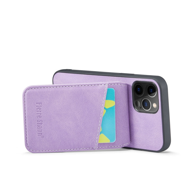 For iPhone 11 Pro Fierre Shann Crazy Horse Card Holder Back Cover PU Phone Case