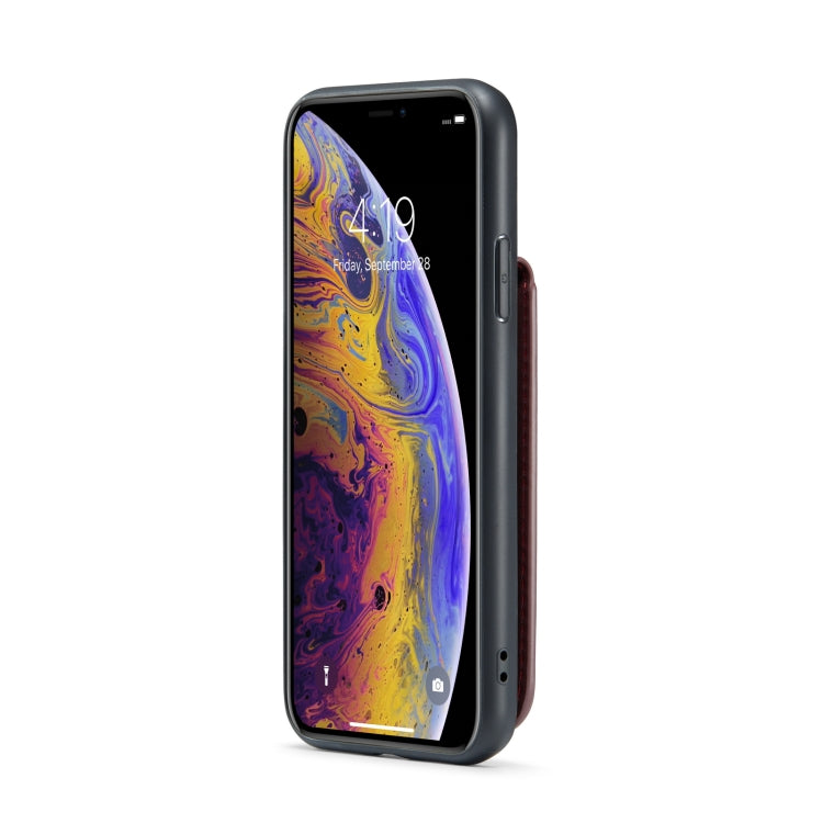 For iPhone X / XS Fierre Shann Crazy Horse Card Holder Back Cover PU Phone Case
