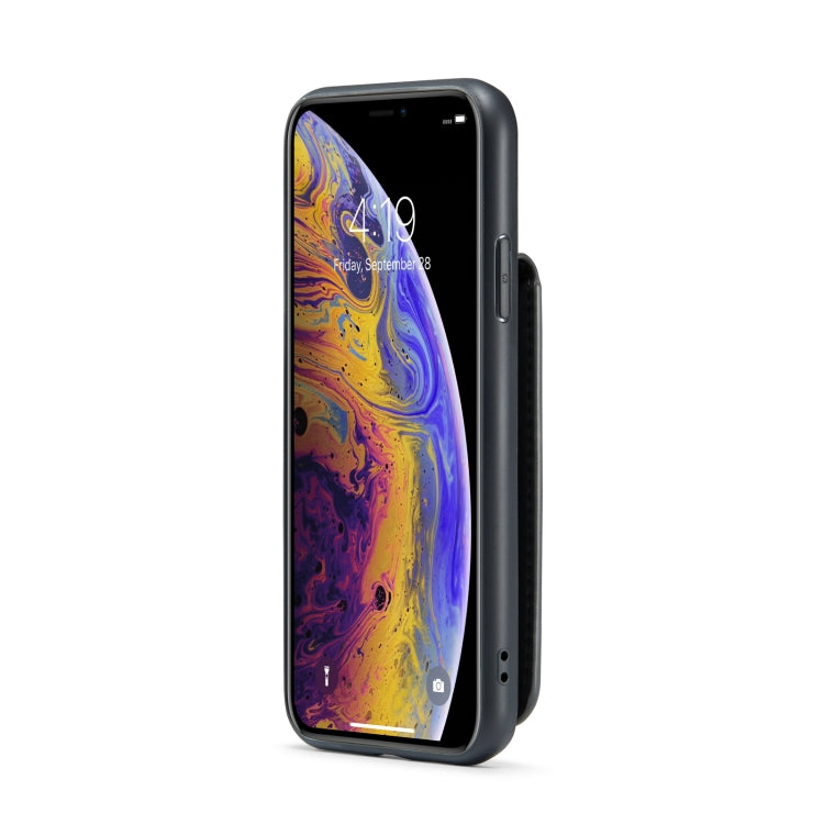 For iPhone X / XS Fierre Shann Crazy Horse Card Holder Back Cover PU Phone Case