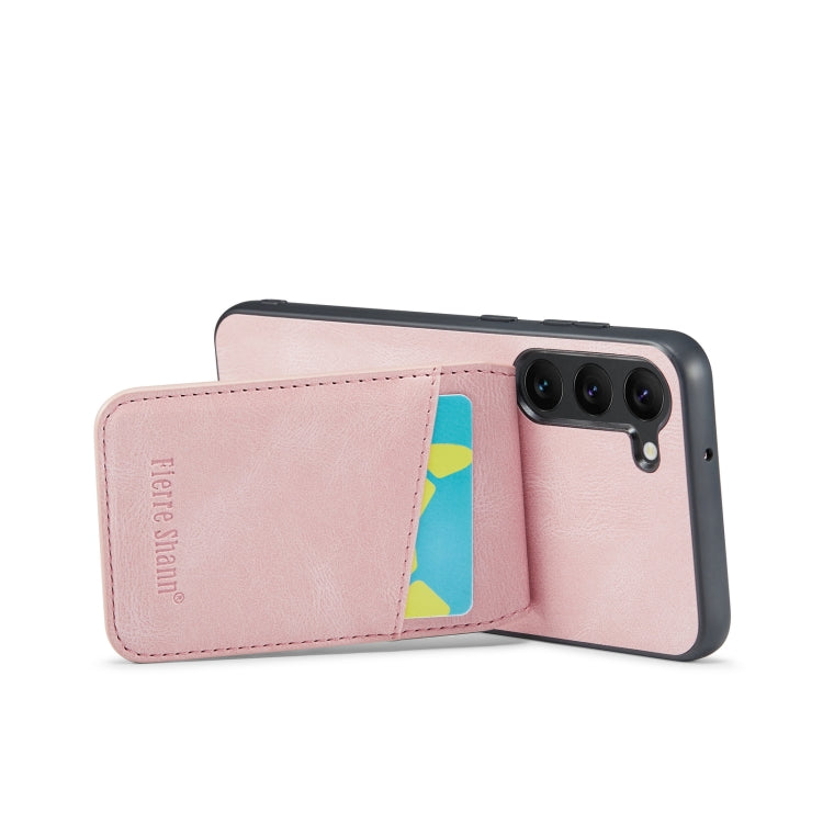 For Samsung Galaxy S23 5G Fierre Shann Crazy Horse Card Holder Back Cover PU Phone Case