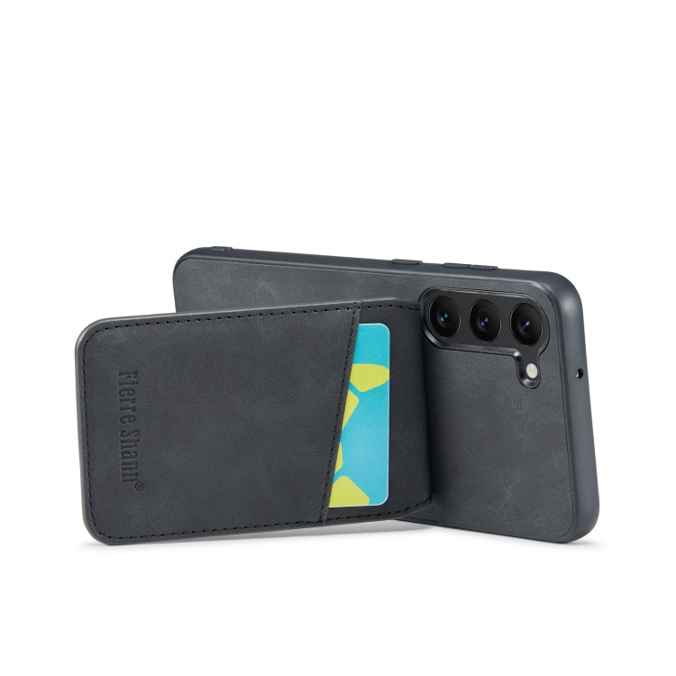 For Samsung Galaxy S23 5G Fierre Shann Crazy Horse Card Holder Back Cover PU Phone Case