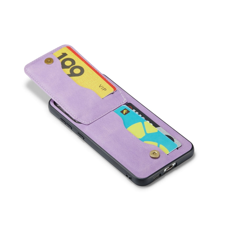 For Samsung Galaxy S23 5G Fierre Shann Crazy Horse Card Holder Back Cover PU Phone Case