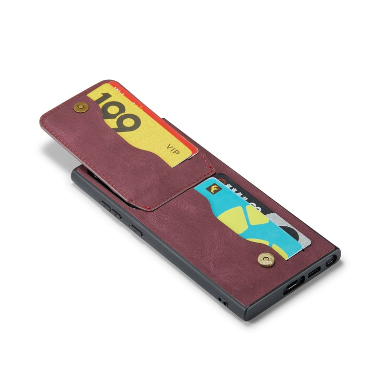 For Samsung Galaxy S23 Ultra 5G Fierre Shann Crazy Horse Card Holder Back Cover PU Phone Case
