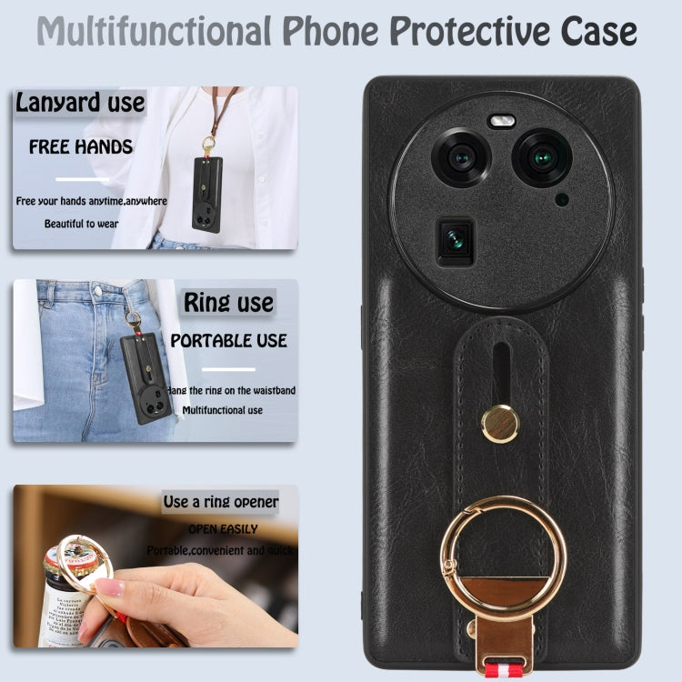 For OPPO Find X6 5G Wristband Leather Back Phone Case