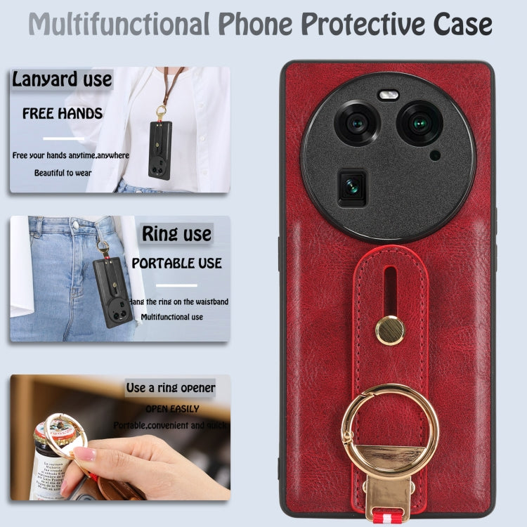 For OPPO Find X6 5G Wristband Leather Back Phone Case