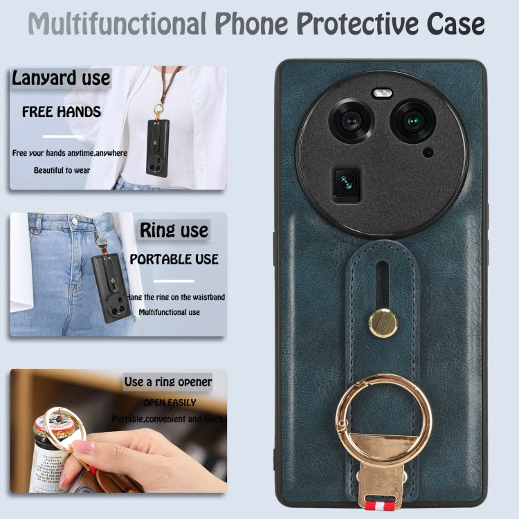 For OPPO Find X6 5G Wristband Leather Back Phone Case