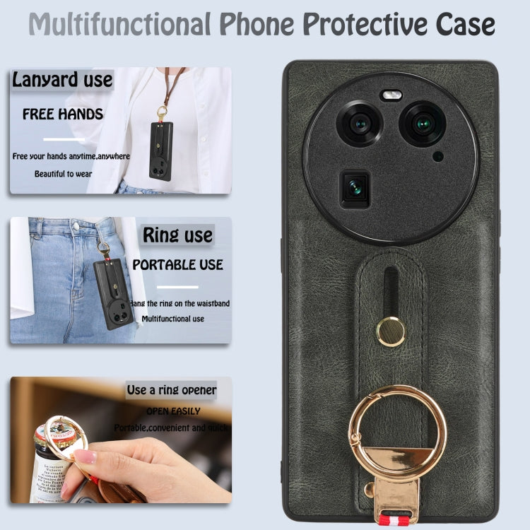 For OPPO Find X6 5G Wristband Leather Back Phone Case