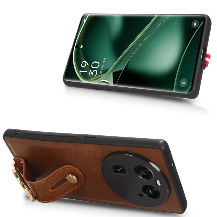 For OPPO Find X6 5G Wristband Leather Back Phone Case